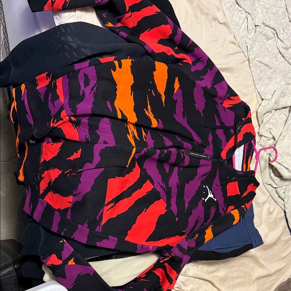 Jordan Black Hoodie with Red and Purple Accents